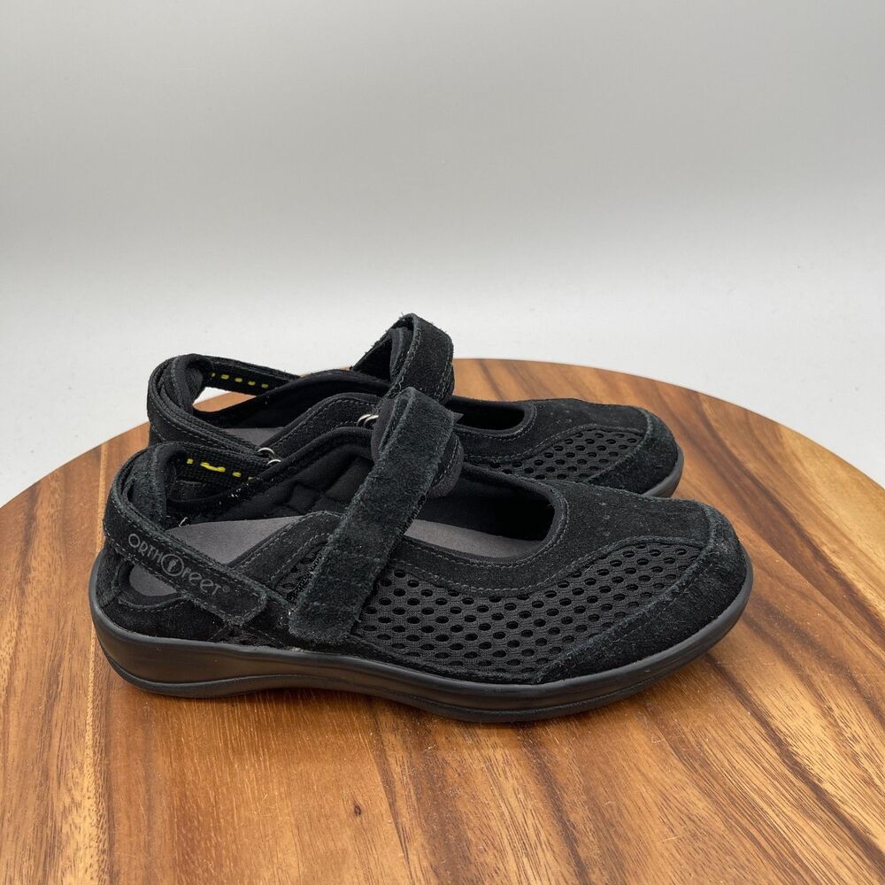Orthofeet Sanibel Shoes Women Size 5.5 Medium Black Leather Mary Jane Orthotic